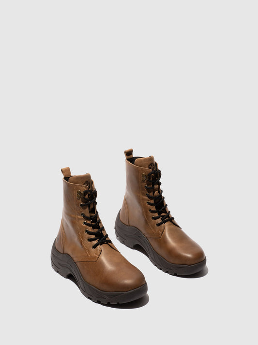 Botins com Atacadores em Pele Fred & Frederico REWU Camel