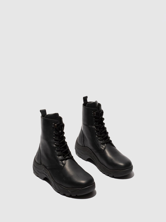 Botins com Atacadores em Pele Fred & Frederico REWU Preto