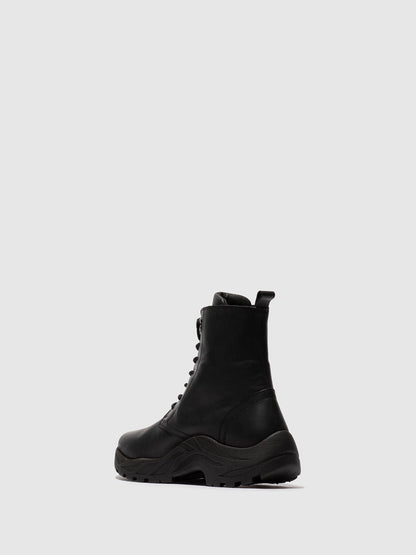 Botins com Atacadores em Pele Fred & Frederico REWU Preto