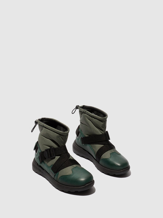 Botins com Fivela em Nylon e Pele Fred & Frederico RIGE Verde