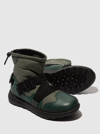 Botins com Fivela em Nylon e Pele Fred & Frederico RIGE Verde