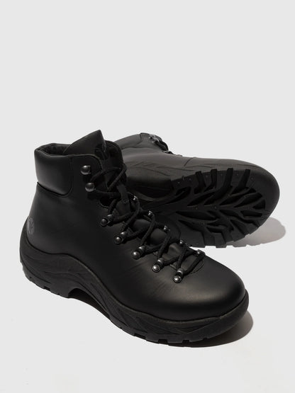 Botins com Atacadores em Pele Fred & Frederico RIXE Preto
