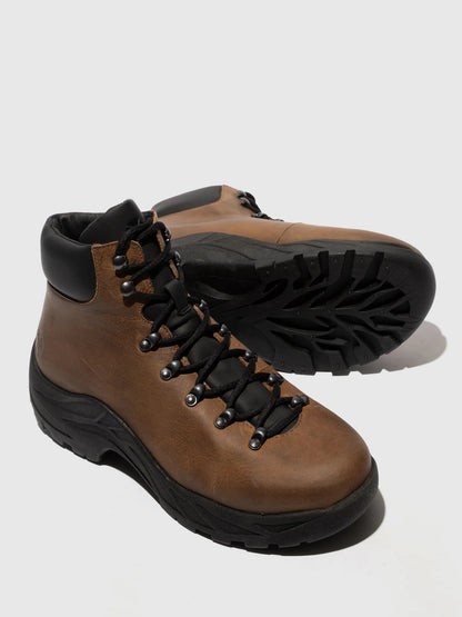 Botins com Atacadores em Pele Fred & Frederico RIXE Camel