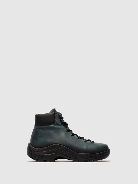 Botins com Atacadores em Pele Fred & Frederico RIXE Petróleo e Preto