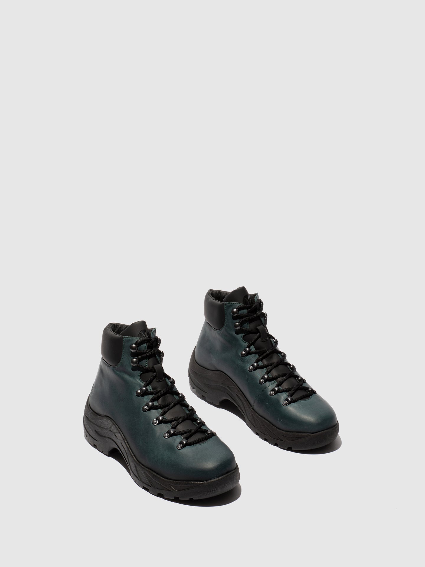 Botins com Atacadores em Pele Fred & Frederico RIXE Petróleo e Preto