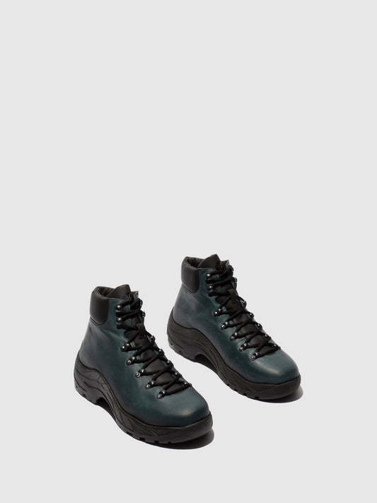 Botins com Atacadores em Pele Fred & Frederico RIXE Petróleo e Preto