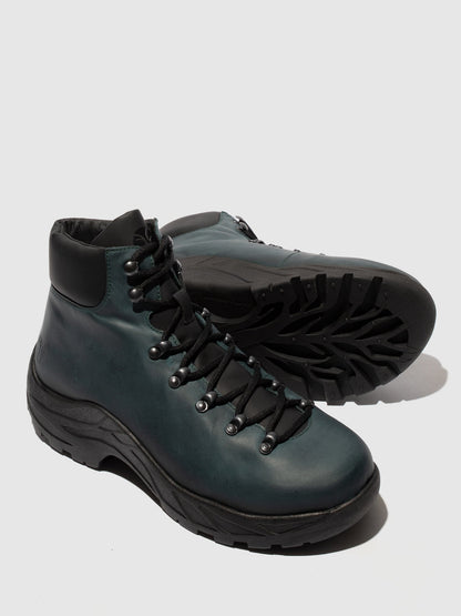 Botins com Atacadores em Pele Fred & Frederico RIXE Petróleo e Preto