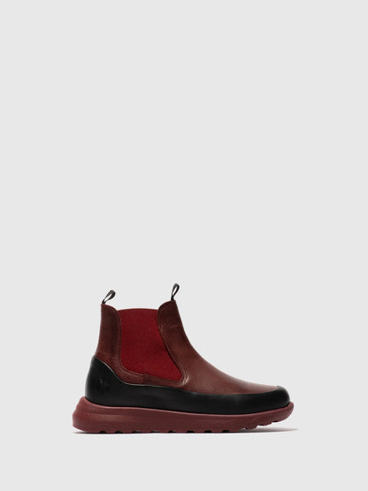 Botins Chelsea em Pele Fred & Frederico RURL Bordô e Preto