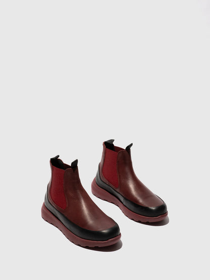 Botins Chelsea em Pele Fred & Frederico RURL Bordô e Preto