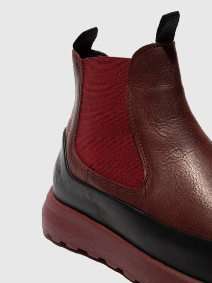 Botins Chelsea em Pele Fred & Frederico RURL Bordô e Preto