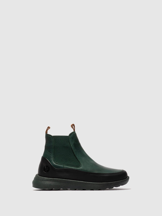 Botins Chelsea em pele Fred & Frederico RURL preto e turquesa