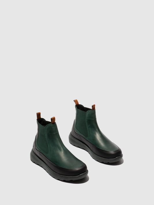 Botins Chelsea em pele Fred & Frederico RURL preto e turquesa