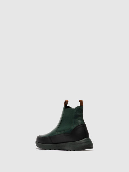 Botins Chelsea em pele Fred & Frederico RURL preto e turquesa