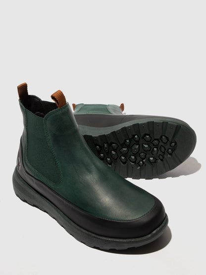 Botins Chelsea em pele Fred & Frederico RURL preto e turquesa