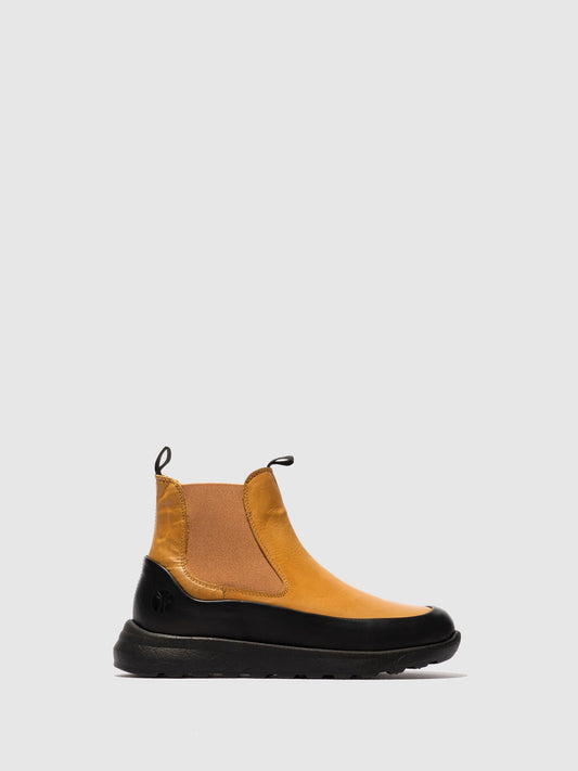 Botins Chelsea em Pele Fred & Frederico RURL Amarelo e Preto