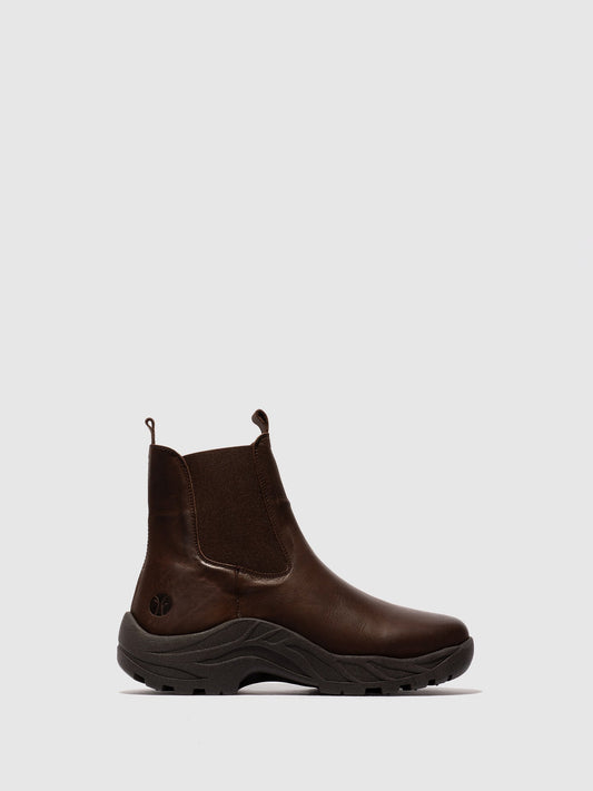 Botins Chelsea em Pele Fred & Frederico RUUG Castanho Escuro