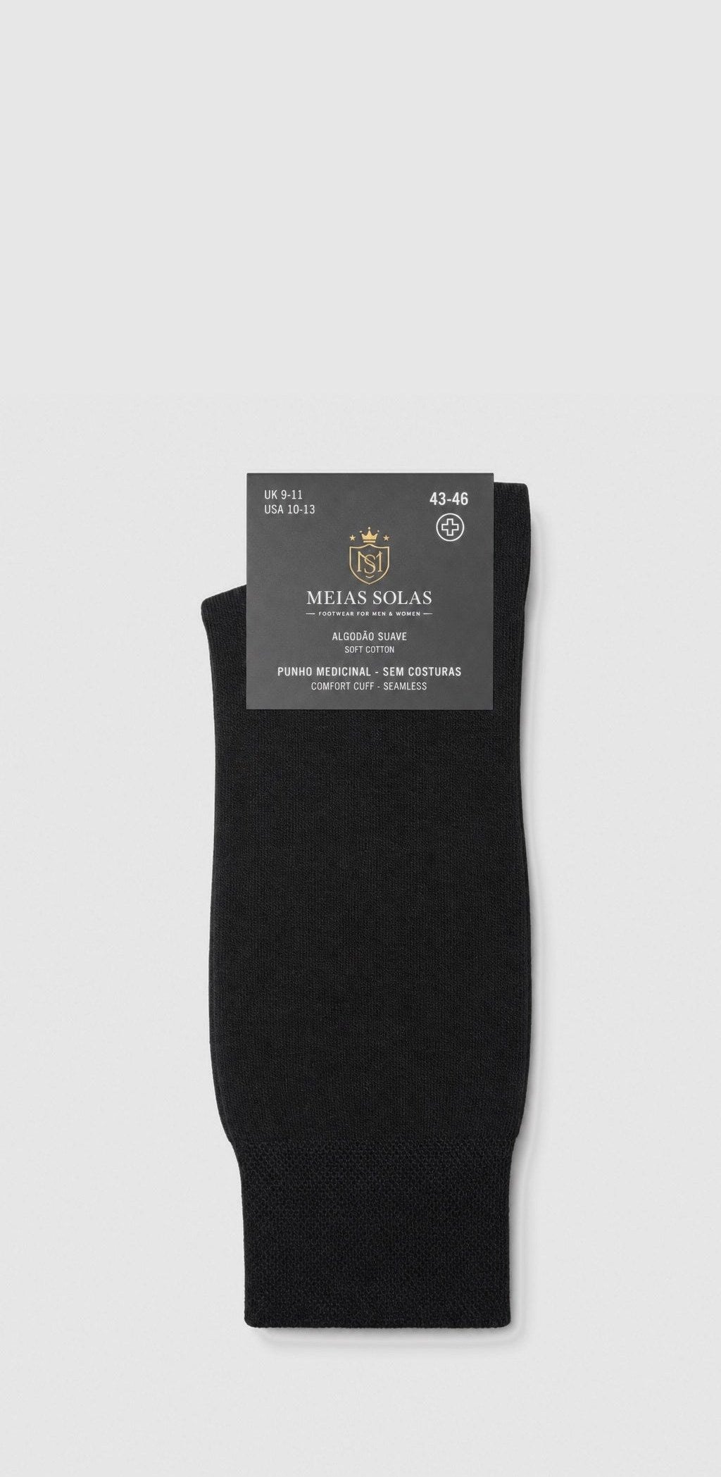 Meias de Algodão com Punho Medicinal Preto