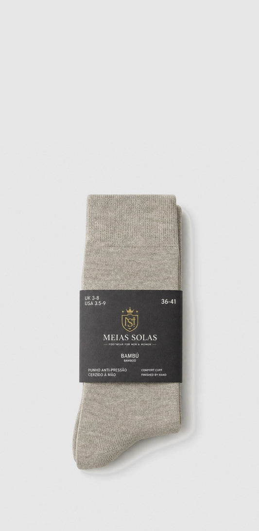 Meias de Bambu com Punho Anti-Pressão Cinza Claro