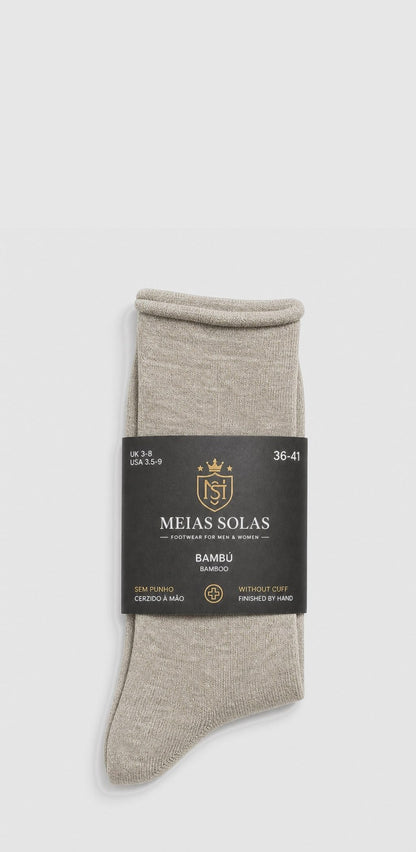Meias de Bambu com Punho Medicinal Cinza Claro