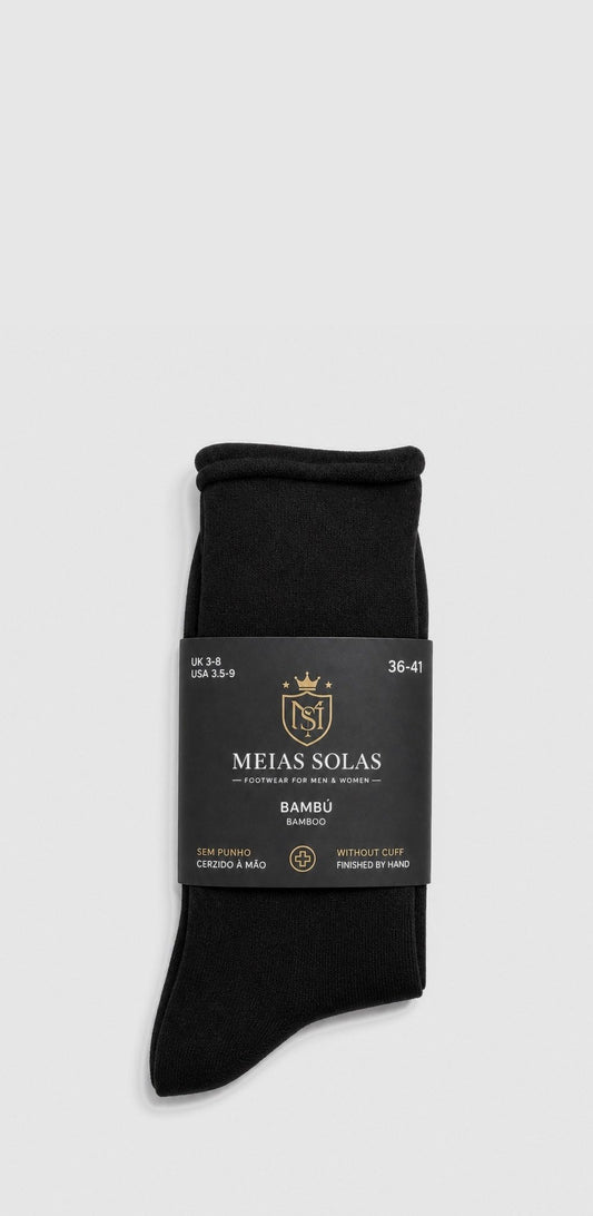 Meias de Bambu com Punho Medicinal Preto